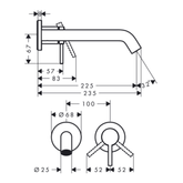 Hansgrohe Tecturis S Ankastre Lavabo Bataryası 225