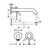 Hansgrohe Tecturis S Ankastre Lavabo Bataryası 225 Krom İç Set Dahil