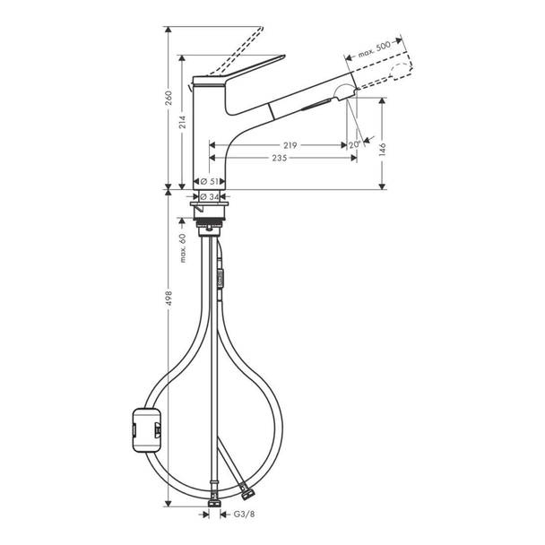 Hansgrohe Zesis M33 Krom Tek Kollu Eviye Bataryası 150 2 jet