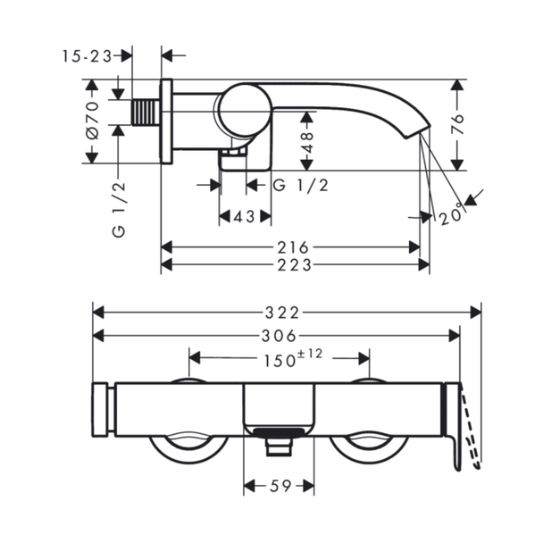 Hansgrohe Vivenis Aplike Banyo Bataryası