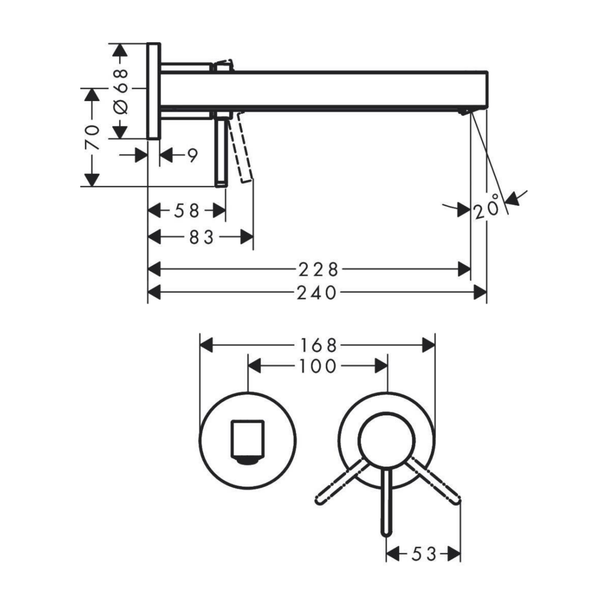 Hansgrohe Finoris Ankastre Lavabo Bataryası 228 mm