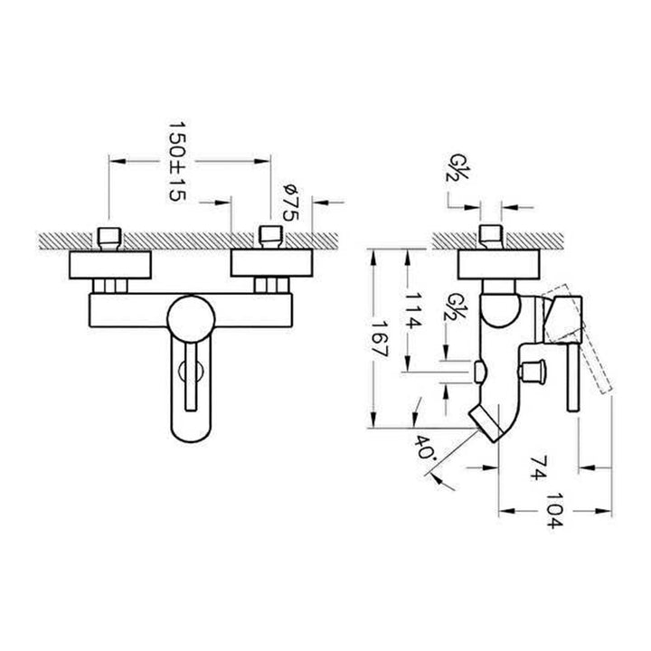 Artema Minimax S Banyo Bataryası — Teknik çizim