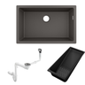 Hansgrohe S510-U660 Tezgah Altı Granit Eviye 660 Taş Grisi + Sifon Takımı + Eviye Süzgeci