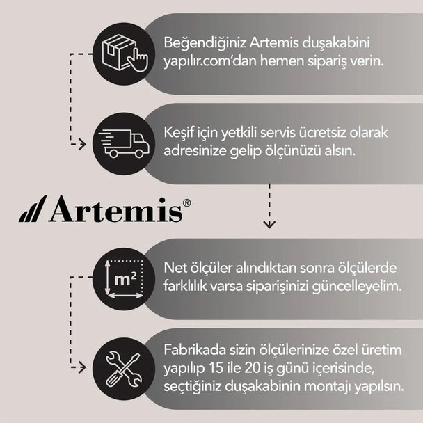 Artemis Agave 110 Ön Cephe Duşakabin Füme Cam