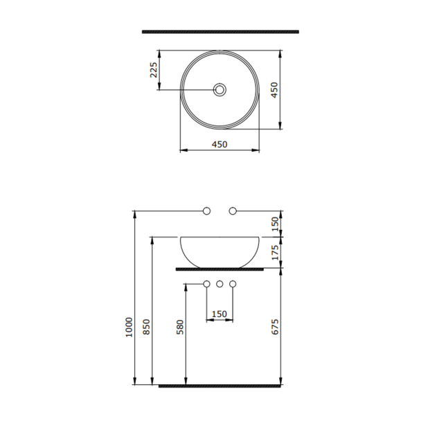 Bocchi Venezia Çanak Lavabo 45 Cm Mat Antrasit