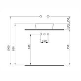 Bocchi Sottile Slim Line Kare Mat Gri Tezgah Üstü Lavabo 38 cm