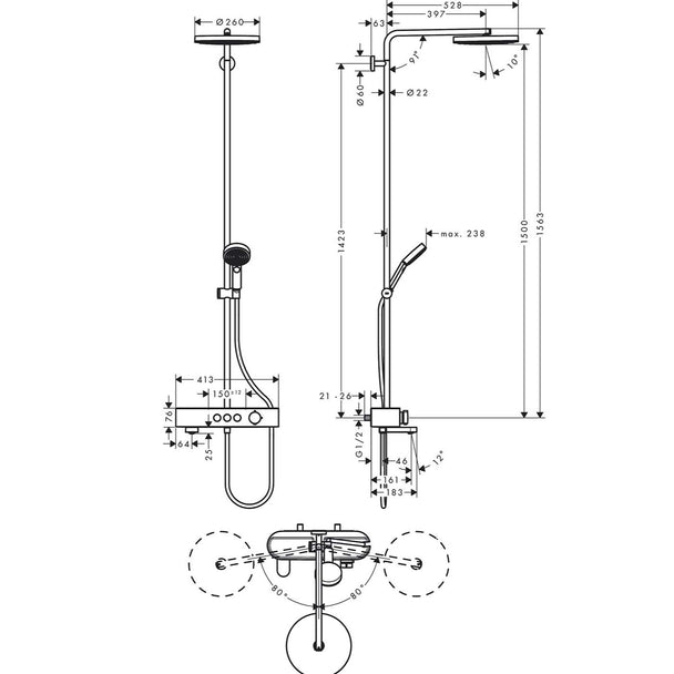 Hansgrohe Pulsify S Termostatik Duş kolonu 260