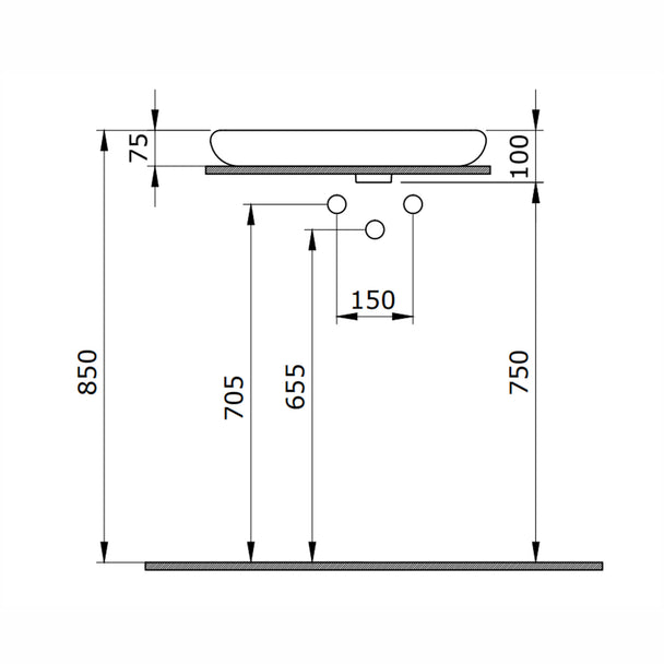 Bocchi Fenice Çanak Lavabo 54 cm - Batarya Deliksiz Parlak Beyaz