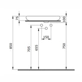 Bocchi Fenice Çanak Lavabo 54 cm - Batarya Deliksiz Parlak Beyaz