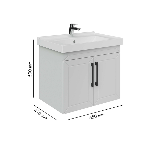 Creavit D20 65 cm Kapaklı Lavabo Dolabı Beyaz Lake