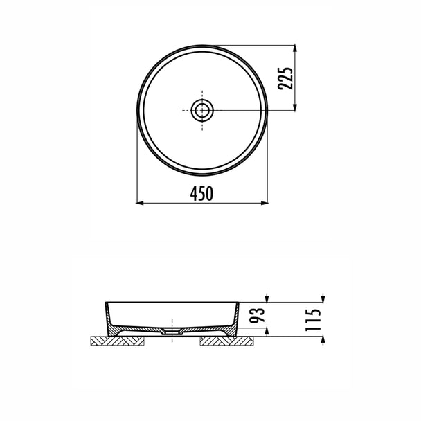 Creavit Loop 45 cm Setüstü Lavabo Mat Antrasit