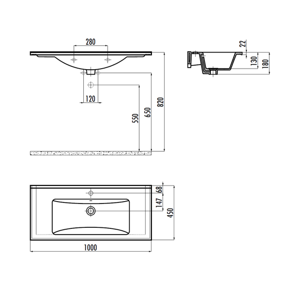 Creavit Su 45 x 100 cm Lavabo
