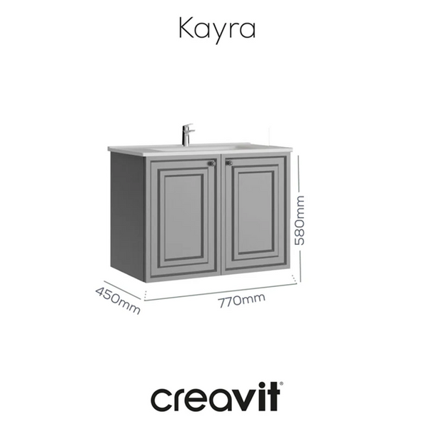 Creavit Kayra 80 cm Takım Mat Gri (KY0080.01+KY4001.01+KY1030.01)