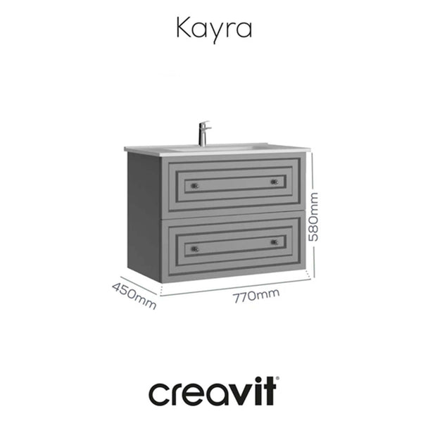 Creavit Kayra 80 cm Takım Mat Gri Çekmeceli (KY0080.42+KY4001.01+KY1030.01)