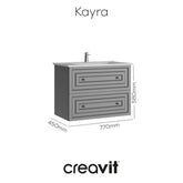 Creavit Kayra 80 cm Takım Mat Gri Çekmeceli (KY0080.42+KY4001.01+KY1030.01)