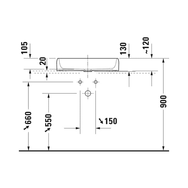 Duravit Qatego Stretch Çanak Lavabo 60 Cm Beyaz