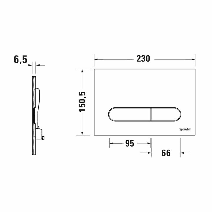 Duravit DuraSystem Beta 100 Kumanda Paneli Krom — Teknik çizim