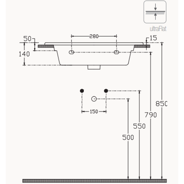 Isvea SistemaT 61 cm Flat Lavabo