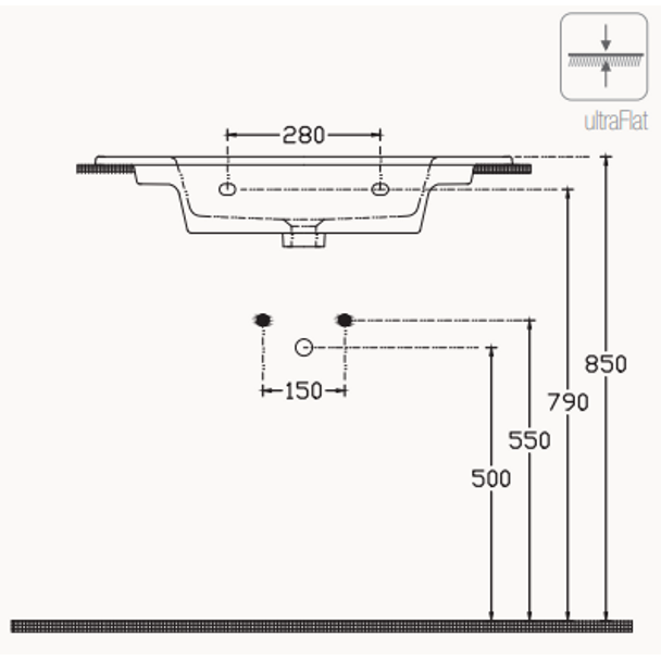 Isvea SistemaT 76 cm Flat Lavabo