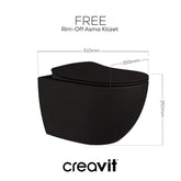 Creavit Free Rim-Off Asma Klozet Mat Siyah