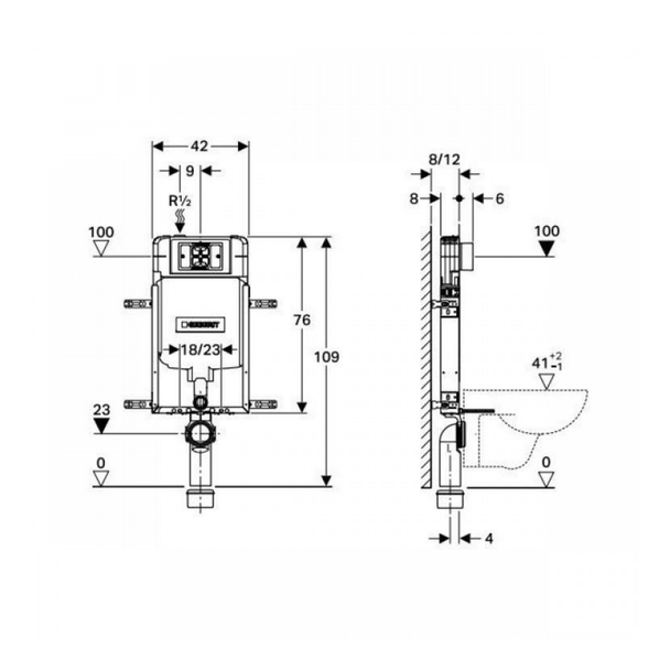 Geberit Alpha Gömme Rezervuar 8 cm