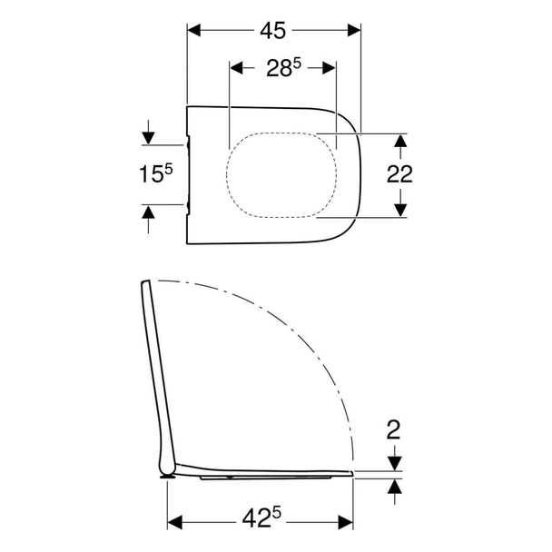 Geberit Smyle Square Slim Klozet Kapağı Yavaş Kapanır