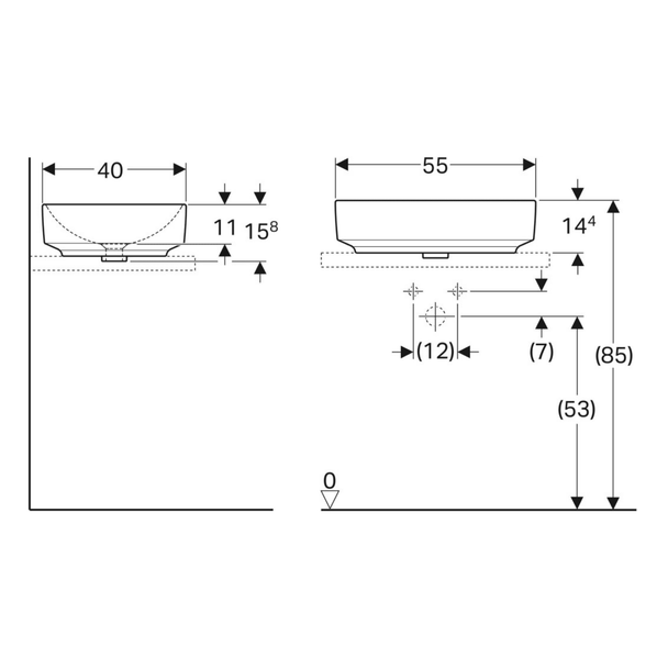 Geberit VariForm Çanak Lavabo Oval 55 cm