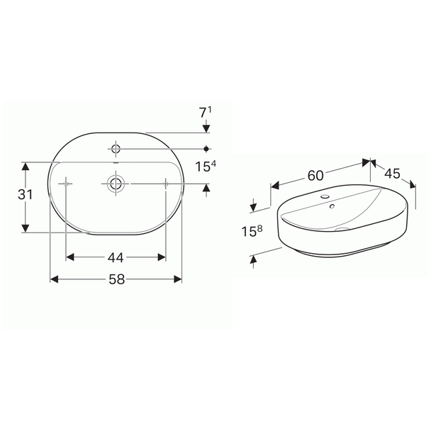 Geberit VariForm Çanak Lavabo Oval 60 cm