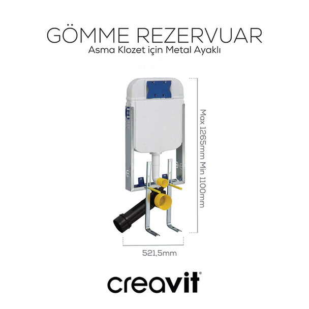 Creavit Gömme Rezervuar 3/6 L Metal Ayaklı