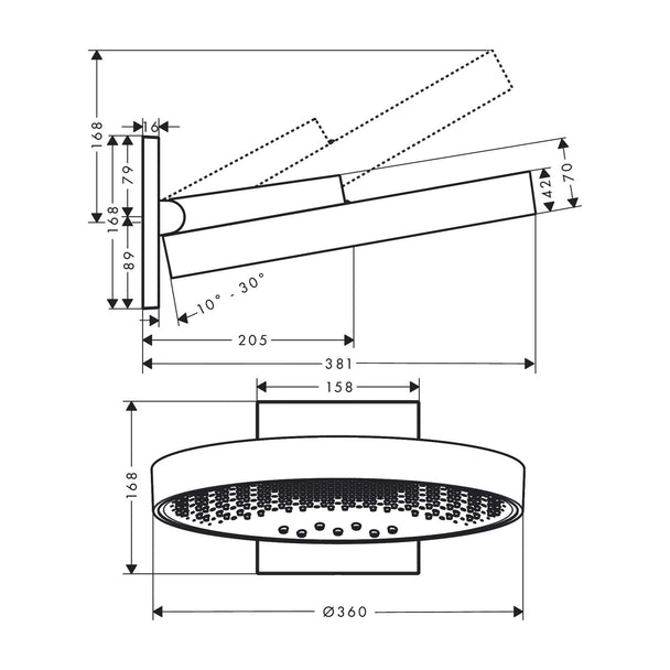 Hansgrohe Rainfinity Tepe Duşu 360 3jet Altın