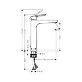 Hansgrohe Logis E Lavabo Bataryası 230 Sifon Kumandalı teknik görseli