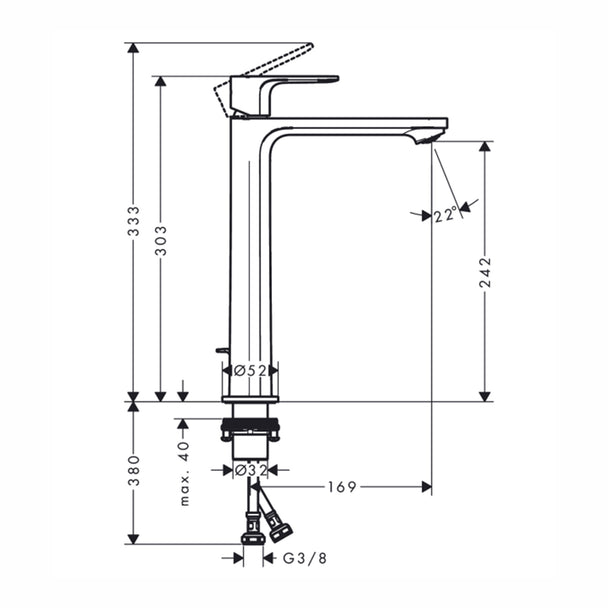Hansgrohe Rebris S EcoSmart Lavabo Bataryası 240