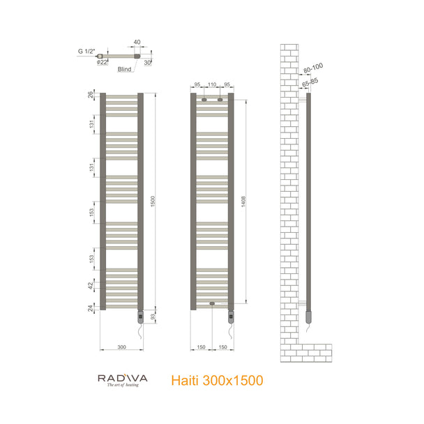 Radiva Haiti Elektrikli Havlupan (Musa Termostatlı) ölçü planı