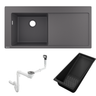 Hansgrohe S514-F450 Ankastre Granit Eviye Sağ Damlalık Taş Grisi + Sifon Takımı + Süzgeç