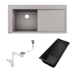 Hansgrohe S514-F450 Ankastre Granit Eviye Sağ Damlalık Beton Grisi + Sifon Takımı + Süzgeç