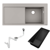 Hansgrohe S514-F450 Ankastre Granit Eviye Sol Damlalık Beton Grisi + Sifon Takımı + Süzgeç