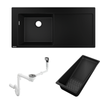 Hansgrohe S514-F450 Ankastre Granit Eviye Sağ Damlalık Grafit Siyahı + Sifon Takımı + Süzgeç