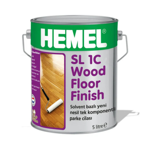 Hemel Sl 1C Wood Floor Finish Mat 5 L Parke Cilası Solvent Bazlı