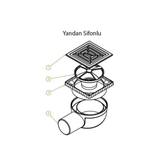 Hüppe MasterX Yalıtımlı Noktasal Su Gideri 10 x 10 Titanyum Siyah Yandan Çıkışlı
