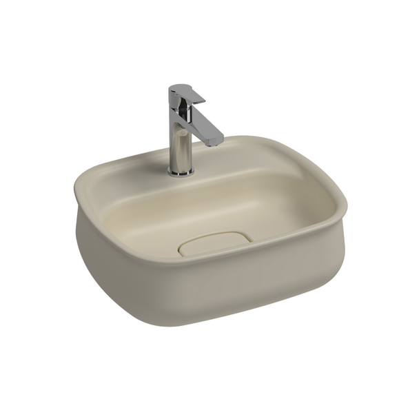 Isvea Fluido Fildişi Tezgah Üzeri Çanak Lavabo 47 cm Bas-Aç Set