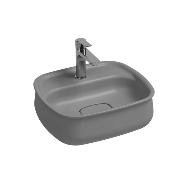 Isvea Fluido Stone Grey Tezgah Üzeri Çanak Lavabo 47 cm Bas-Aç Set