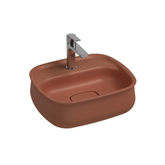Isvea Fluido Terracotta 47 cm Tezgah Üzeri Çanak Lavabo Bas-Aç Set