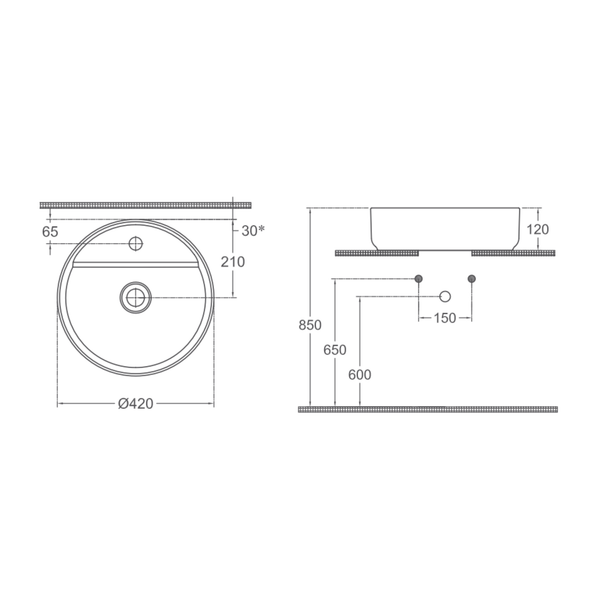 Isvea Infinity 42 cm Tezgah Üstü Lavabo