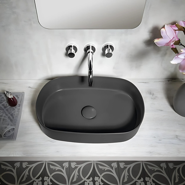 Isvea Infinity Antrasit Tezgah Üzeri Lavabo 55 cm