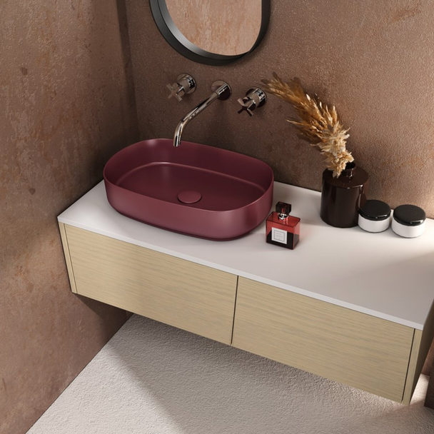 Isvea Infinity Rustik Bordo Tezgah Üzeri Lavabo 55 cm
