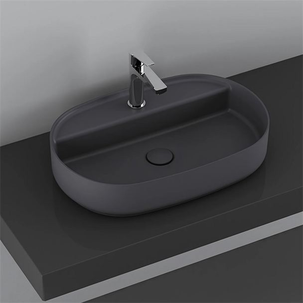 Isvea Infinity 60 cm Antrasit Batarya Delikli Tezgah Üzeri Lavabo