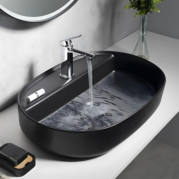 Isvea Infinity 60 cm Antrasit Batarya Delikli Tezgah Üzeri Lavabo