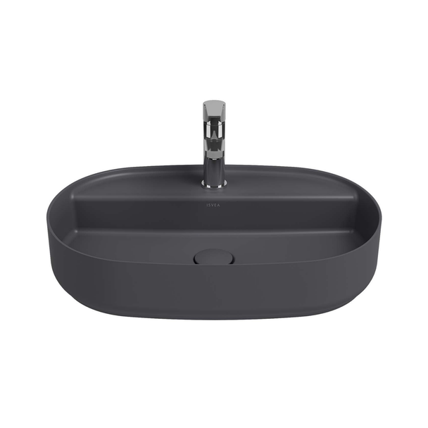 Isvea Infinity 60 cm Antrasit Batarya Delikli Tezgah Üzeri Lavabo