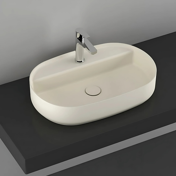 Isvea Infinity Fildişi Batarya Delikli Tezgah Üzeri Lavabo 60 cm