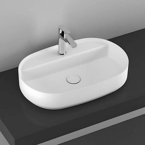 Isvea Infinity Mat Beyaz Batarya Delikli Tezgah Üzeri Lavabo 60 cm